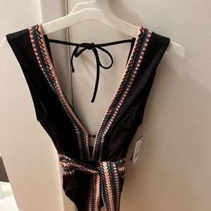 Plunge neck, classy, sexy one piece with tie, brand new